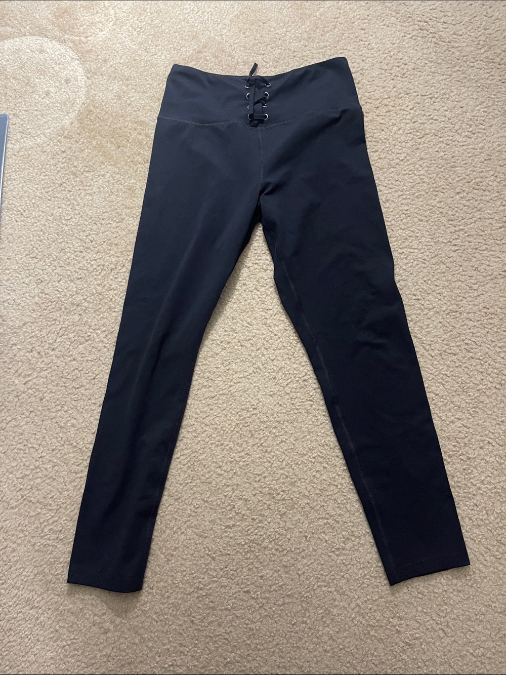 SO black  Lace-Up High-Waist Leggings